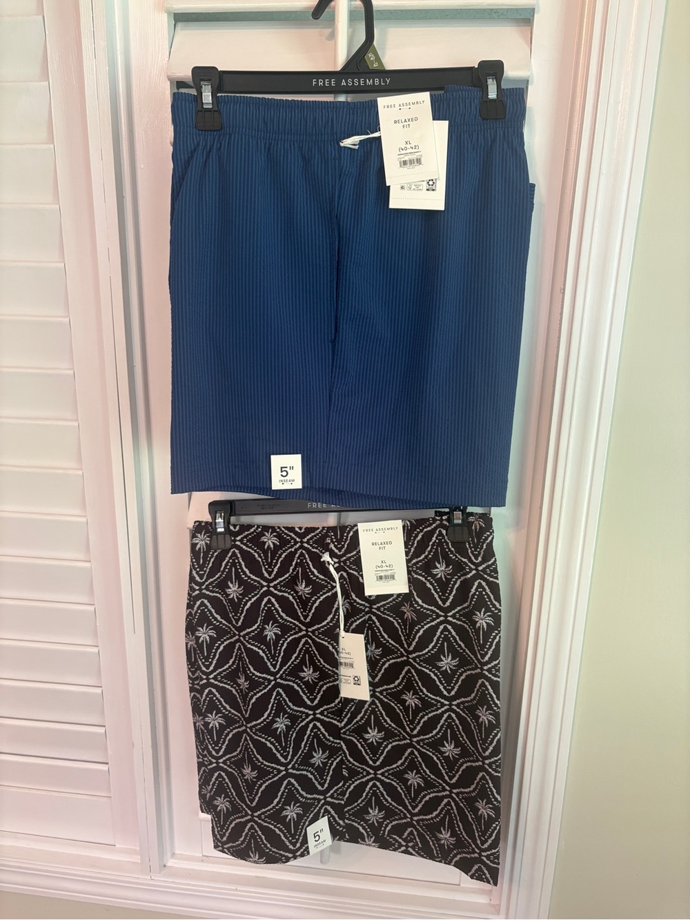 Free Assembly Navy And Black Seersucker Swim Trunk Set Size XL